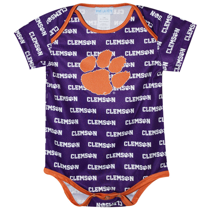 Clemson Boys Onesie Short Sleeve - Vive La Fête - Online Apparel Store