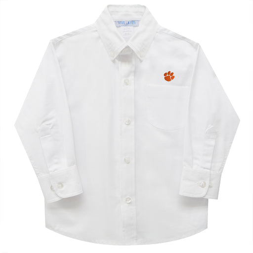 Clemson White Button Down Shirt Long Sleeve