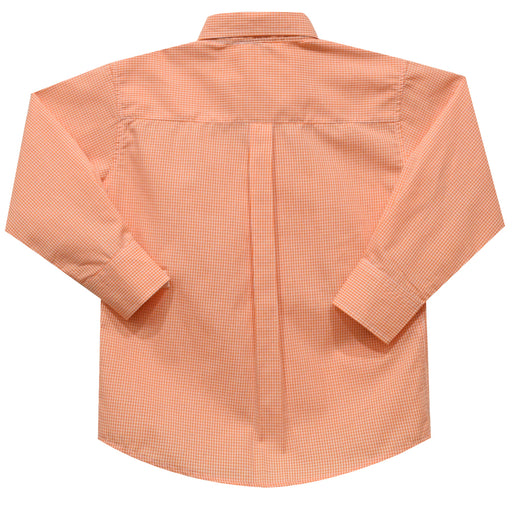 Clemson Embroidered Orange Gingham Long Sleeve Button Down Shirt - Vive La Fête - Online Apparel Store