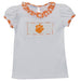 Clemson Smocked Girls Knit White Tee Shirt Short Sleeve - Vive La Fête - Online Apparel Store