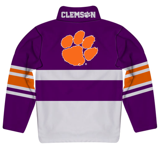 Clemson Tigers Logo Stripes Purple Long Sleeve Quarter Zip Sweatshirt - Vive La Fête - Online Apparel Store