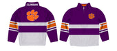 Clemson Tigers Logo Stripes Purple Long Sleeve Quarter Zip Sweatshirt - Vive La Fête - Online Apparel Store