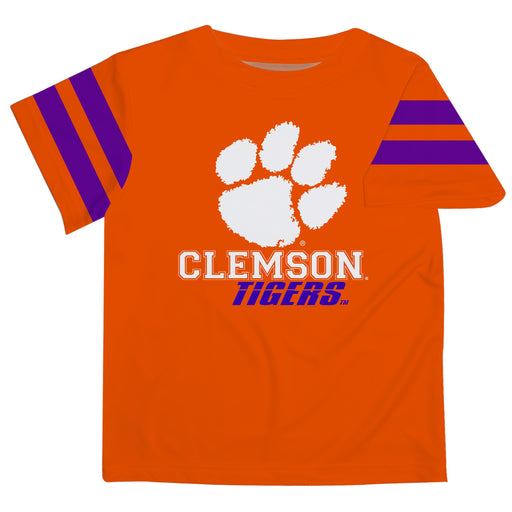 Clemson Stripe Orange Boys Tee Shirt Short Sleeve - Vive La Fête - Online Apparel Store