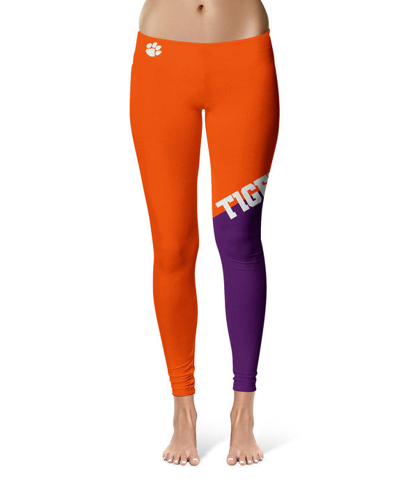 Clemson Tigers Vive La Fete Game Day Collegiate Leg Color Block Women Orange Purple Yoga Leggings