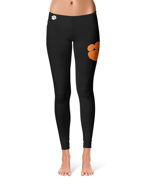 Clemson Tigers Vive La Fete Game Day Collegiate Large Logo on Thigh Women Black Yoga Leggings 2.5 Waist Tights