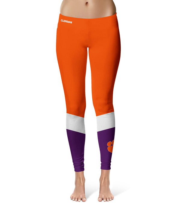 Clemson Tigers Vive La Fete Game Day Collegiate Ankle Color Block Women Orange Purple Yoga Leggings