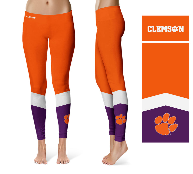 Clemson Tigers Vive La Fete Game Day Collegiate Ankle Color Block Women Orange Purple Yoga Leggings - Vive La Fête - Online Apparel Store