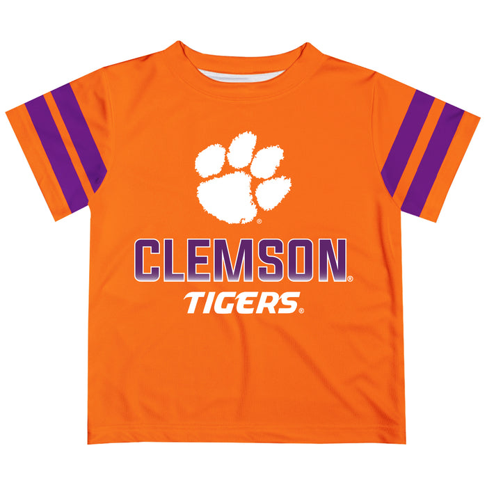 Clemson Tigers Stripes Orange Short Sleeve Tee Shirt - Vive La Fête - Online Apparel Store