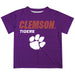 Clemson Tigers Solid Stripped Logo Purple Short Sleeve Tee Shirt - Vive La Fête - Online Apparel Store