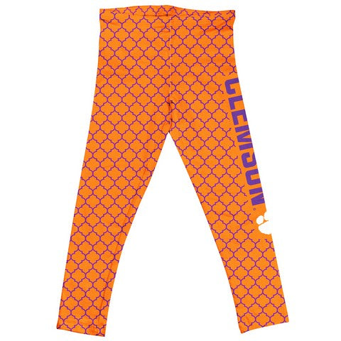 Clemson Quatrefoil Orange Leggings - Vive La Fête - Online Apparel Store