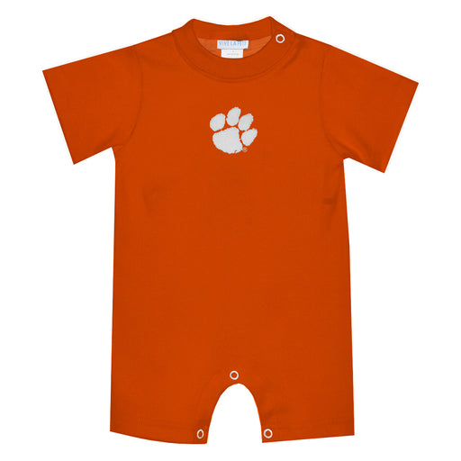 Clemson Tigers Embroidered Orange Knit Short Sleeve Boys Romper