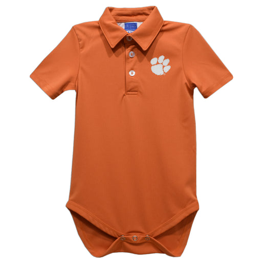 Clemson Tigers Embroidered Orange Solid Knit Polo Onesie