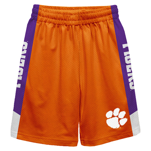 Clemson Tigers Vive La Fete Game Day Orange Stripes Boys Solid Purple Athletic Mesh Short