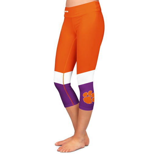 Clemson Tigers Vive La Fete Game Day Collegiate Ankle Color Block Girls Orange Purple Capri Leggings - Vive La Fête - Online Apparel Store