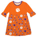 Clemson Tigers 3/4 Sleeve Solid Purple Repeat Print Hand Sketched Vive La Fete Impressions Artwork on Skirt