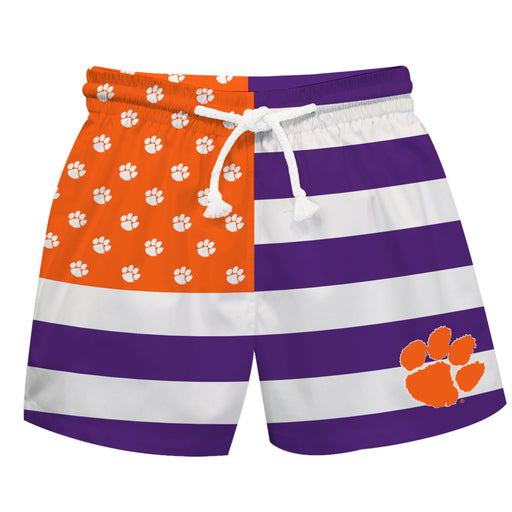 Clemson Tigers Vive La Fete Purple and Orange Flag Swimtrunk