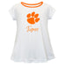 Clemson Tigers Vive La Fete Girls Game Day Short Sleeve White Top with School Logo and Name