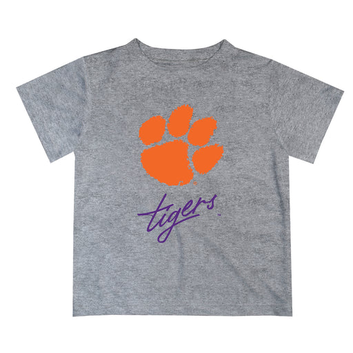 Clemson Tigers Vive La Fete Script V1 Gray Short Sleeve Tee Shirt