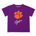 Clemson Tigers Vive La Fete Script V1 Purple Short Sleeve Tee Shirt