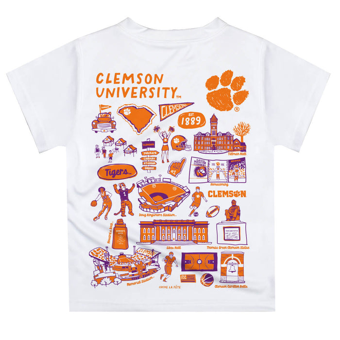Clemson Tigers Hand Sketched Vive La Fete Impressions Artwork Boys Purple Short Sleeve Tee Shirt - Vive La Fête - Online Apparel Store