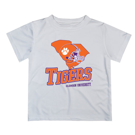 Clemson Tigers Vive La Fete State Map White Short Sleeve Tee Shirt