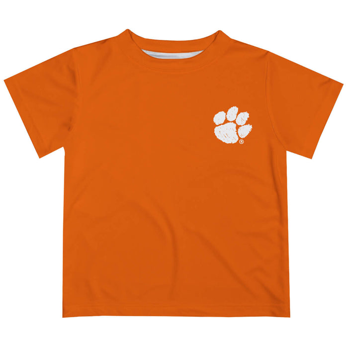 Clemson Tigers Hand Sketched Vive La Fete Impressions Artwork Boys Orange Short Sleeve Tee Shirt