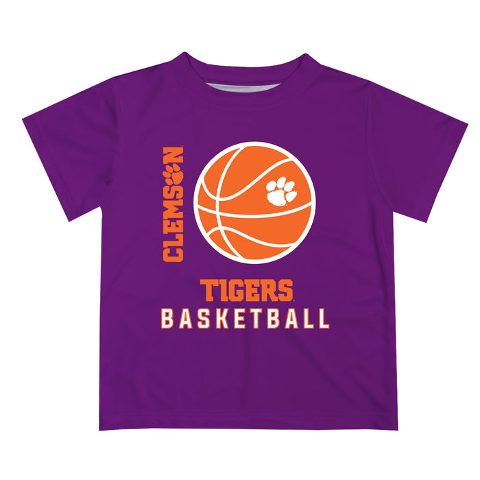 Clemson Tigers Vive La Fete Basketball V1 Purple Short Sleeve Tee Shirt