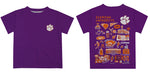 Clemson Tigers Hand Sketched Vive La Fete Impressions Artwork Boys Purple Short Sleeve Tee Shirt - Vive La Fête - Online Apparel Store