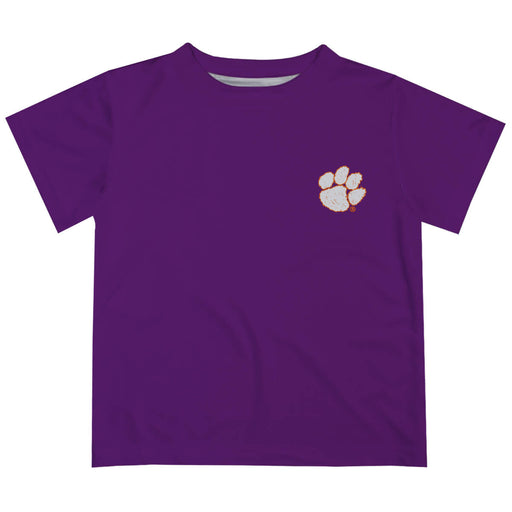 Clemson Tigers Hand Sketched Vive La Fete Impressions Artwork Boys Purple Short Sleeve Tee Shirt