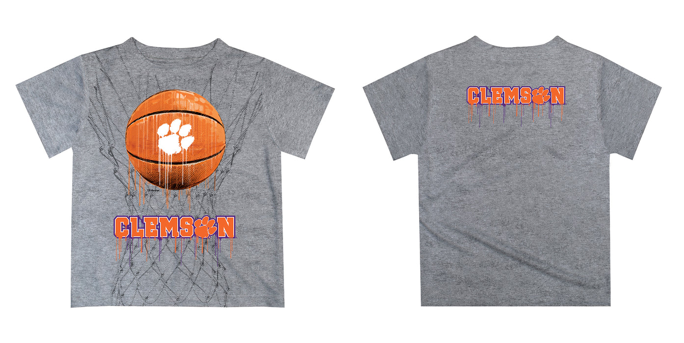 Clemson Tigers Original Dripping Basketball Purple T-Shirt by Vive La Fete - Vive La Fête - Online Apparel Store