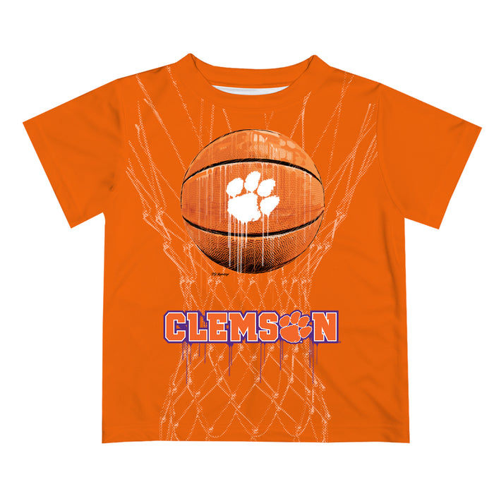 Clemson Tigers Original Dripping Basketball Orange T-Shirt by Vive La Fete