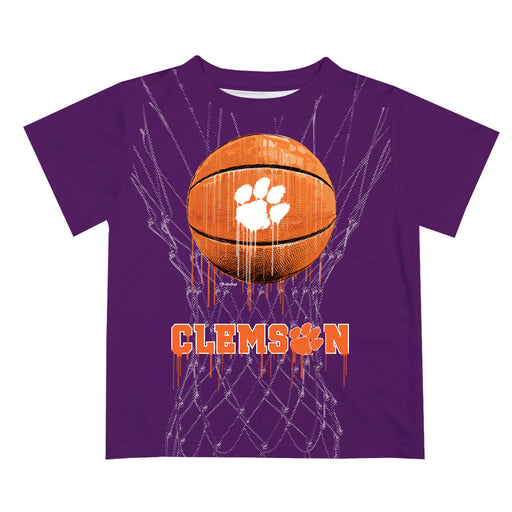 Clemson Tigers Original Dripping Basketball Purple T-Shirt by Vive La Fete
