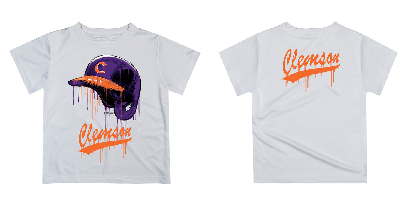 Clemson Tigers Original Dripping Baseball Helmet Purple T-Shirt by Vive La Fete - Vive La Fête - Online Apparel Store