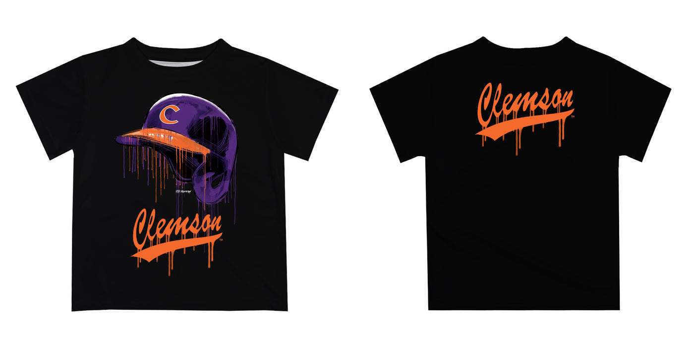 Clemson Tigers Original Dripping Baseball Helmet Purple T-Shirt by Vive La Fete - Vive La Fête - Online Apparel Store
