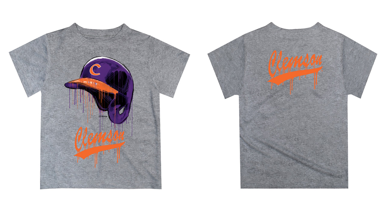 Clemson Tigers Original Dripping Baseball Helmet Purple T-Shirt by Vive La Fete - Vive La Fête - Online Apparel Store