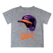 Clemson Tigers Original Dripping Baseball Helmet Heather Gray T-Shirt by Vive La Fete