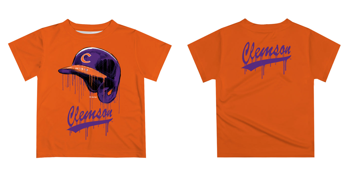 Clemson Tigers Original Dripping Baseball Helmet Purple T-Shirt by Vive La Fete - Vive La Fête - Online Apparel Store