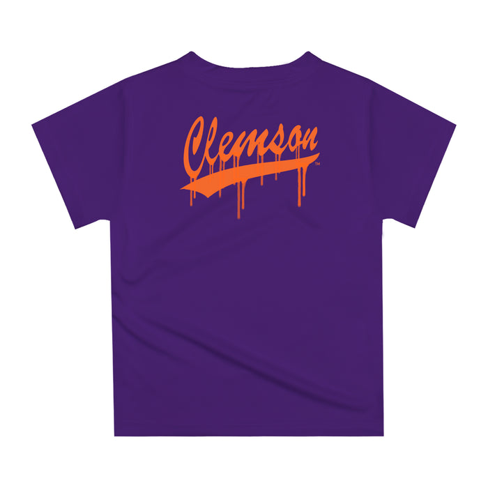 Clemson Tigers Original Dripping Baseball Helmet Purple T-Shirt by Vive La Fete - Vive La Fête - Online Apparel Store