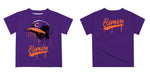Clemson Tigers Original Dripping Baseball Helmet Purple T-Shirt by Vive La Fete - Vive La Fête - Online Apparel Store