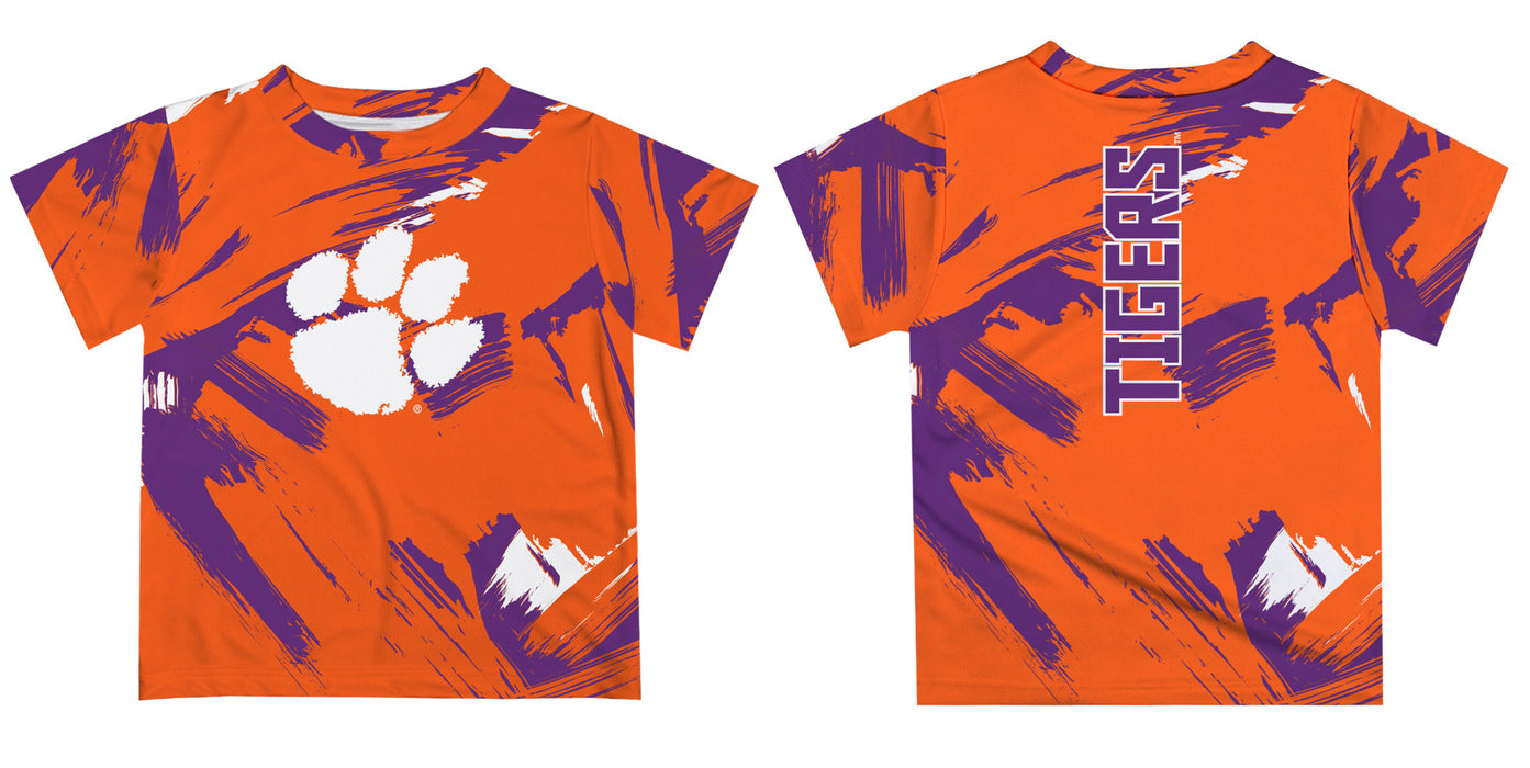 Clemson Tigers Vive La Fete Boys Game Day Orange Short Sleeve Tee Paint Brush - Vive La Fête - Online Apparel Store