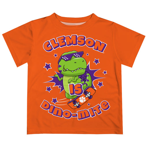 Clemson Tigers Vive La Fete Dino-Mite Boys Game Day Orange Short Sleeve Tee