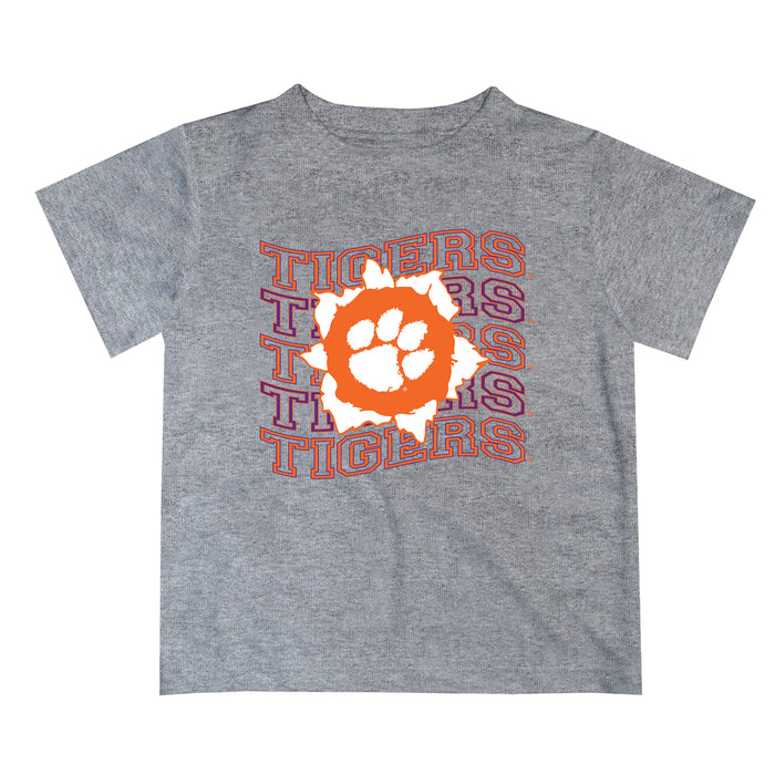 Clemson Tigers Vive La Fete  Gray Art V1 Short Sleeve Tee Shirt
