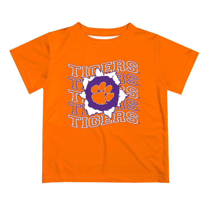 Clemson Tigers Vive La Fete  Orange Art V1 Short Sleeve Tee Shirt