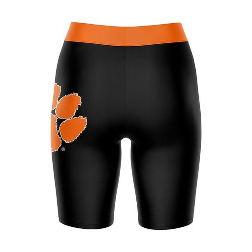 Clemson Tigers Vive La Fete Game Day Logo on Thigh and Waistband Black and Orange Women Bike Short 9 Inseam - Vive La Fête - Online Apparel Store