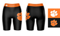 Clemson Tigers Vive La Fete Game Day Logo on Thigh and Waistband Black and Orange Women Bike Short 9 Inseam - Vive La Fête - Online Apparel Store