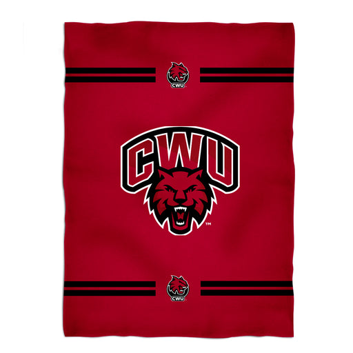 Central Washington Wildcats  Vive La Fete Game Day Soft Premium Fleece Red Throw Blanket 40 x 58" Logo & Stripes"