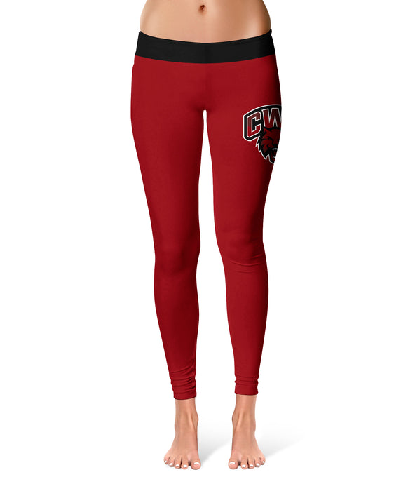 CWU Wildcats Vive La Fete Game Day Collegiate Logo on Thigh Red Women Yoga Leggings 2.5 Waist Tights" - Vive La Fête - Online Apparel Store