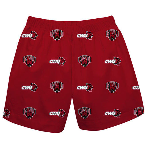 Central Washington Wildcats Vive La Fete Boys Game Day All Over Logo Elastic Waist Classic Play Red Pull On Short - Vive La Fête - Online Apparel Store