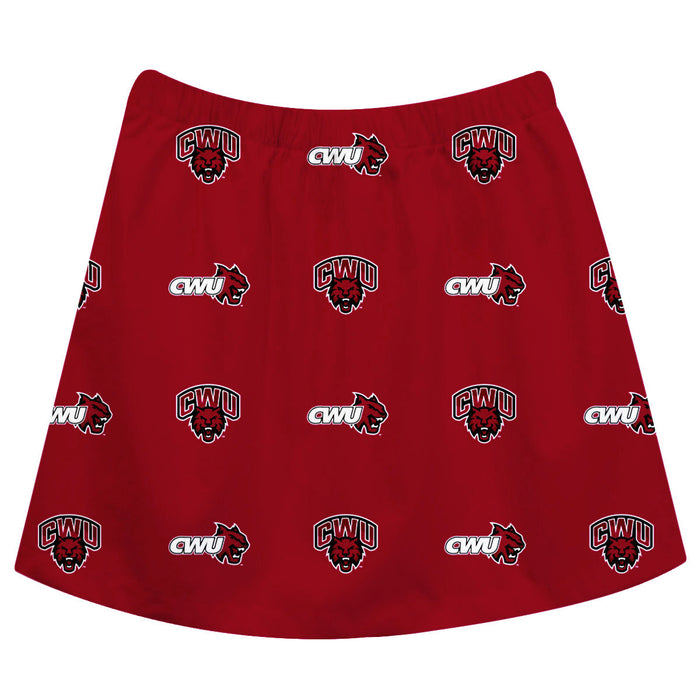 Central Washington Wildcats Skirt Red All Over Logo - Vive La Fête - Online Apparel Store