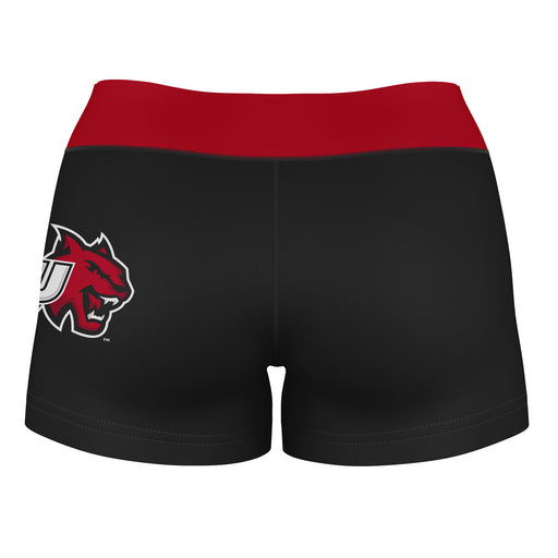 CWU Wildcats Vive La Fete Game Day Logo on Thigh and Waistband Black & Red Women Yoga Booty Workout Shorts 3.75 Inseam - Vive La Fête - Online Apparel Store